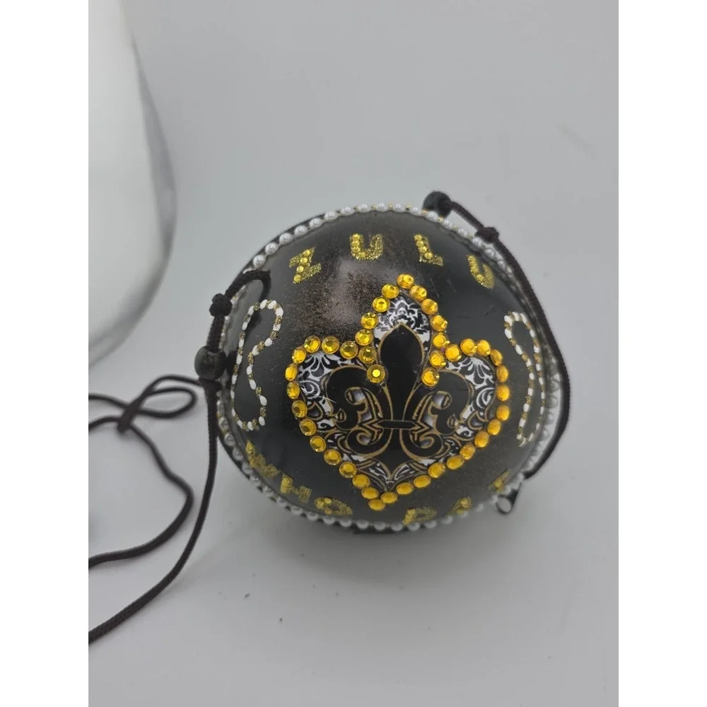 New Orleans Saints Fleur De Lis Rhinestone Goblet & Matching Zipper‎ Pouch Set